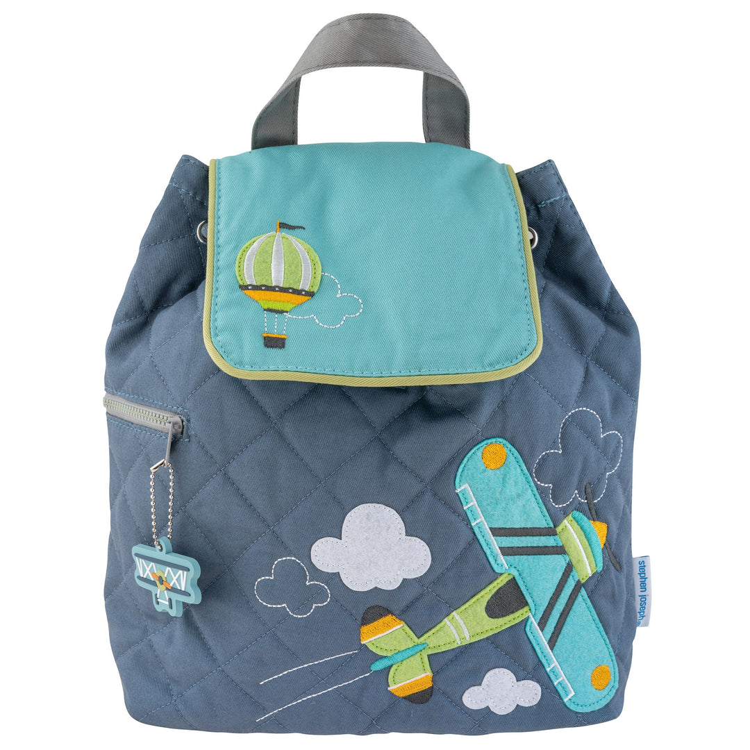 Stephen Joseph Quilted Backpack - Airplane/Hot Air Balloon
