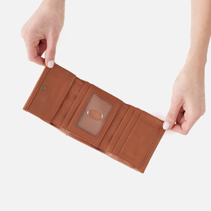 Hobo Keen Mini Trifold Wallet - Cashew Velvet Pebbled Hide