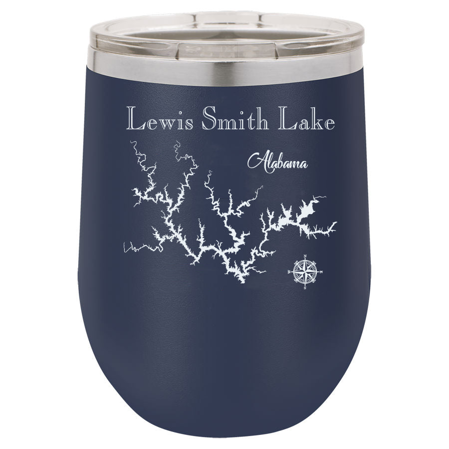 Smith Lake 12oz Navy Blue Stemless Tumbler