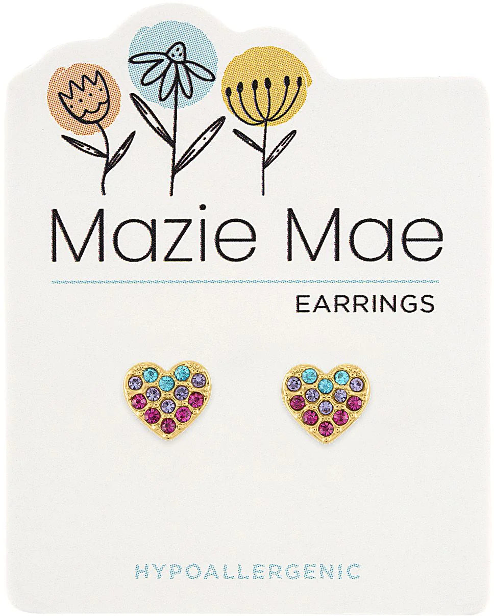Mazie Mae Multi Color Heart Stud Earrings