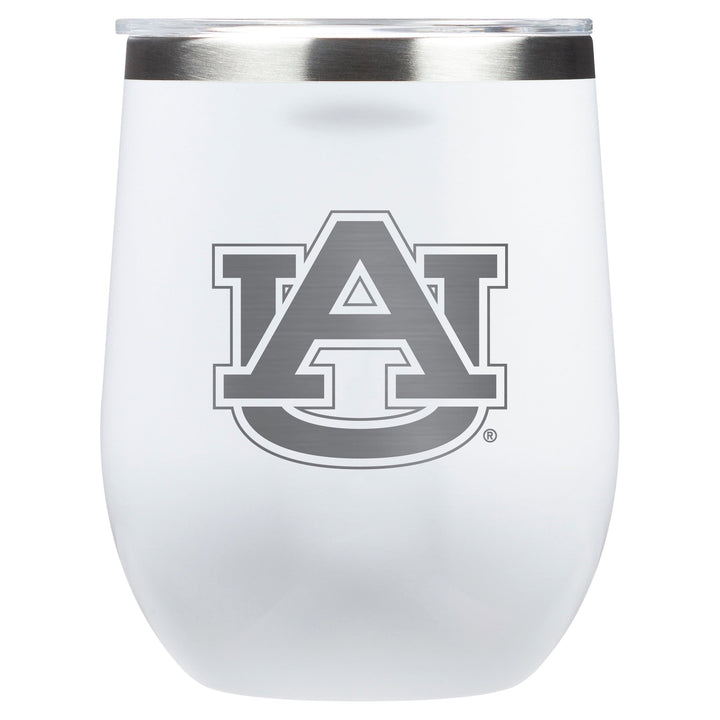 Corkcicle Stemless Wine Glass with Auburn Tigers Primary Logo - White