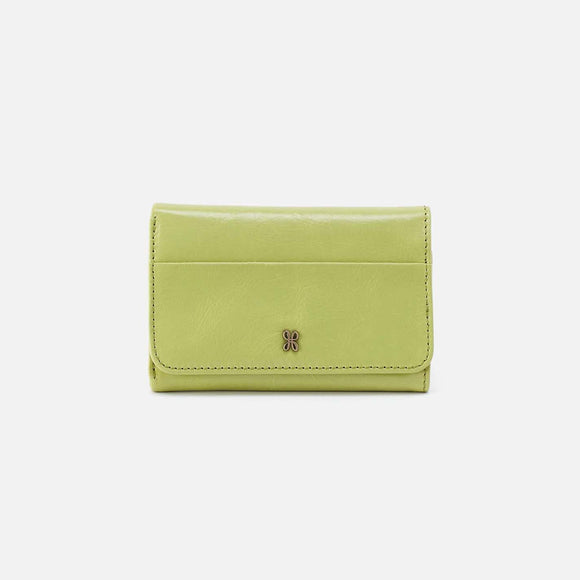 Hobo Jill Trifold Wallet - Celery Polished Leather