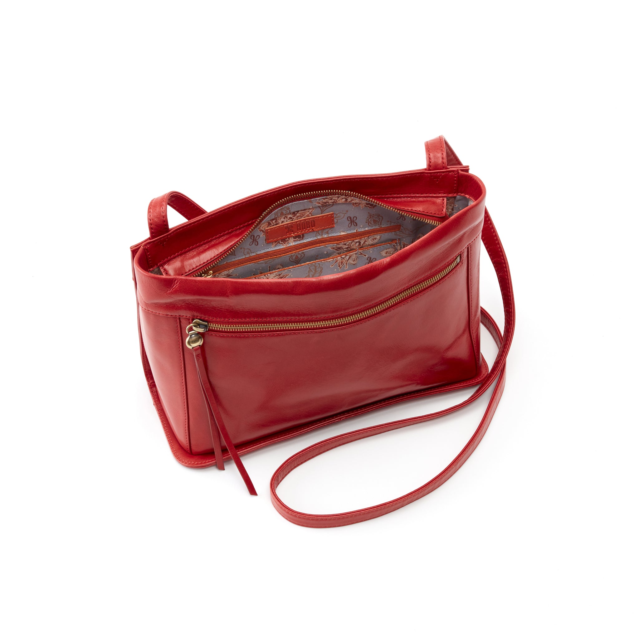 Women's Vintage Brick Red Leather Shoulder Bag