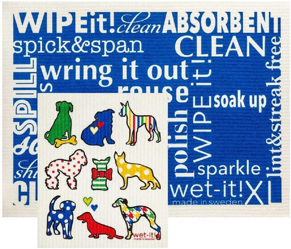 Wet It! XL Swedish Cloth Set - Word Art Blue