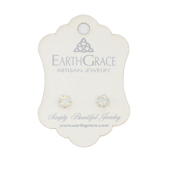 Earth Grace Sterling Silver White Opal Harmony Stud Earrings