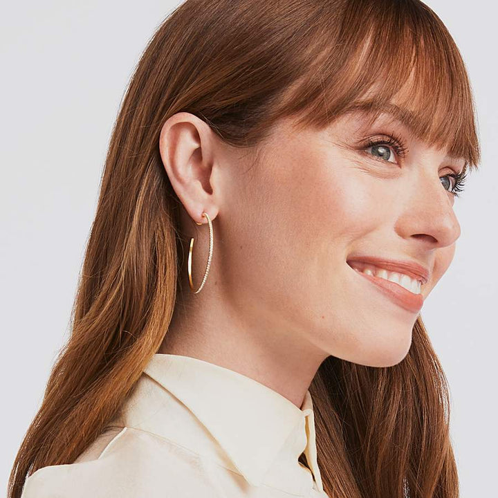 Julie Vos Windsor Hoop Earrings -  Gold/Cubic Zirconia/Medium