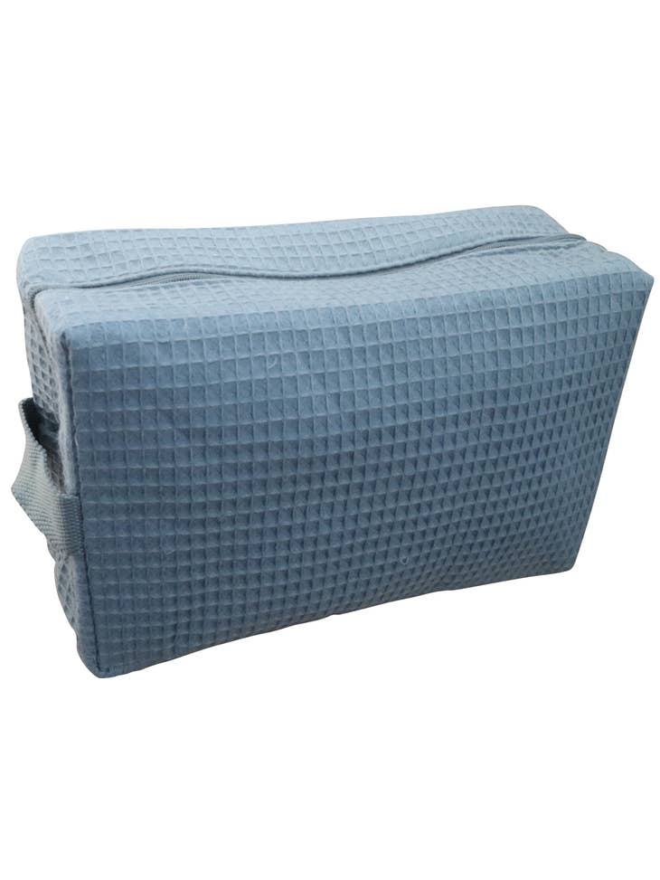 Cotton Waffle Large Cosmetic Bag - Gray