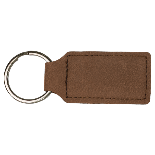 Dark Brown Leatherette Rectangle Keychain