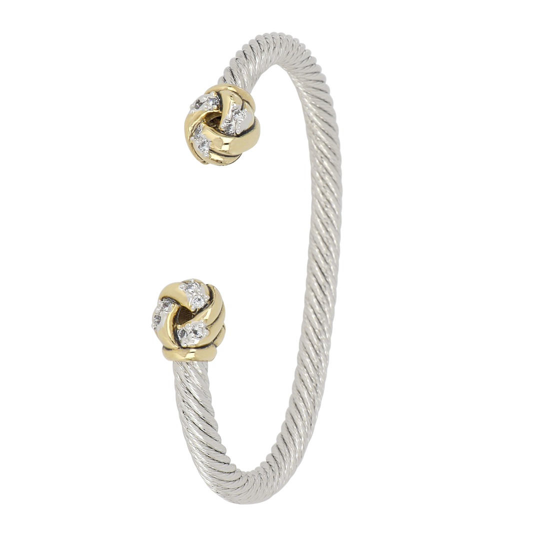 John Medeiros Infinity Knot Wire Cuff w/Knot Ends Pave