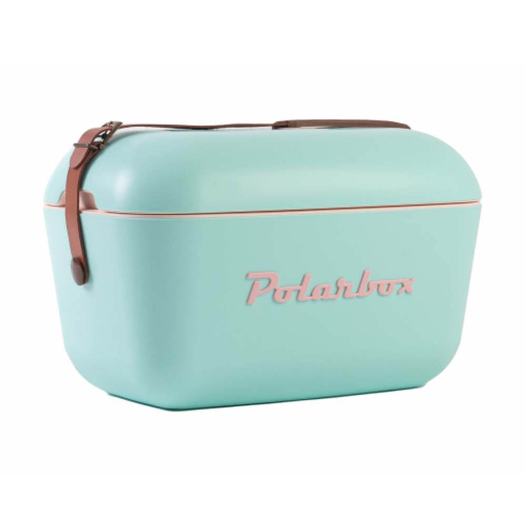 Polarbox 21qt Pop - Cyan -Pink Lettering w/Pink Leather Strap