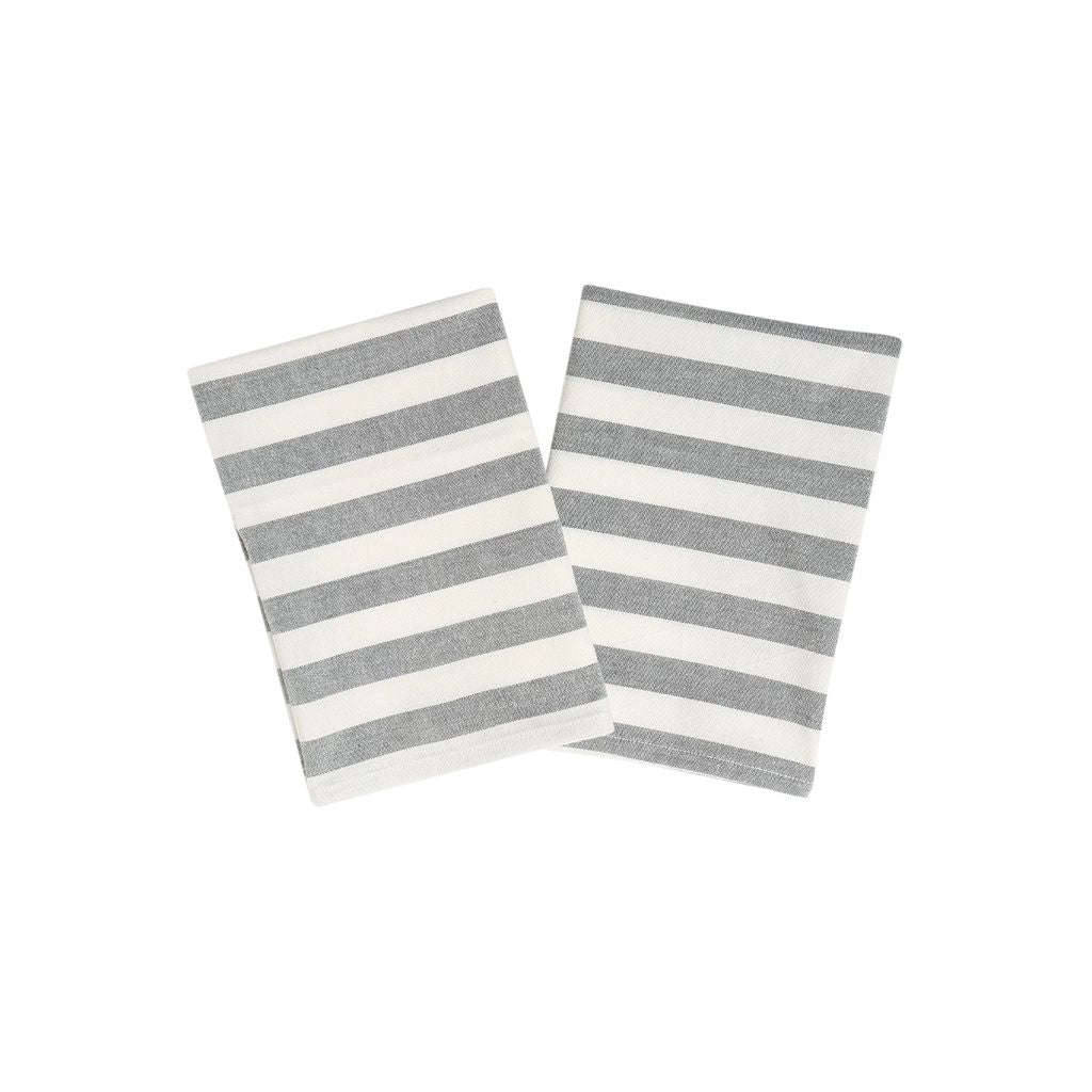 Bzaar Striped 100% Cotton Gray & White Tea Towel