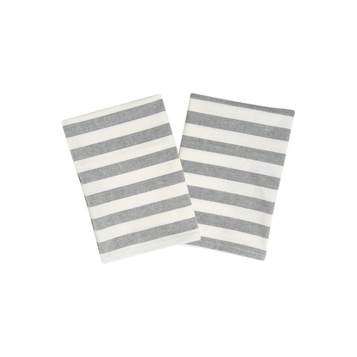 Bzaar Striped 100% Cotton Gray & White Tea Towel