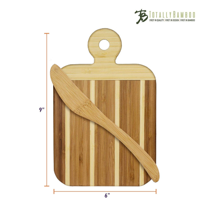 Totally Bamboo Striped Paddle Serving & Cutting Board w/Spreader Knife