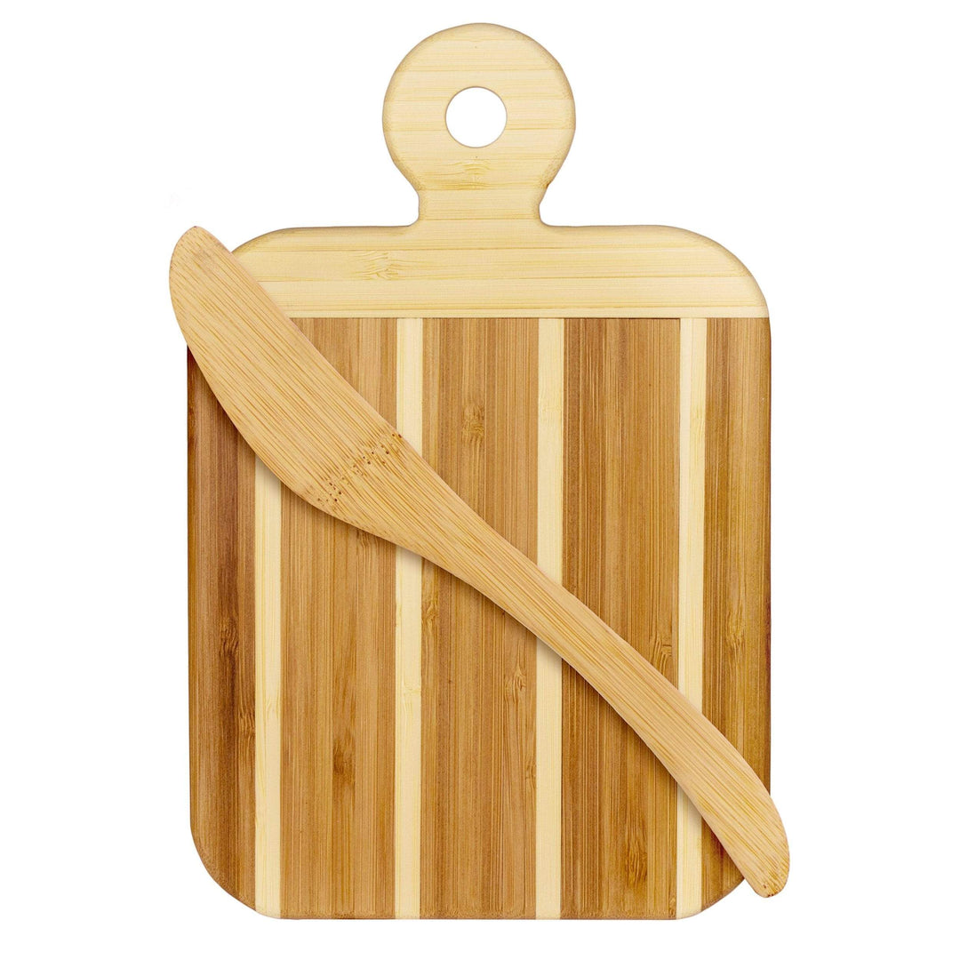 Totally Bamboo Striped Paddle Serving & Cutting Board w/Spreader Knife