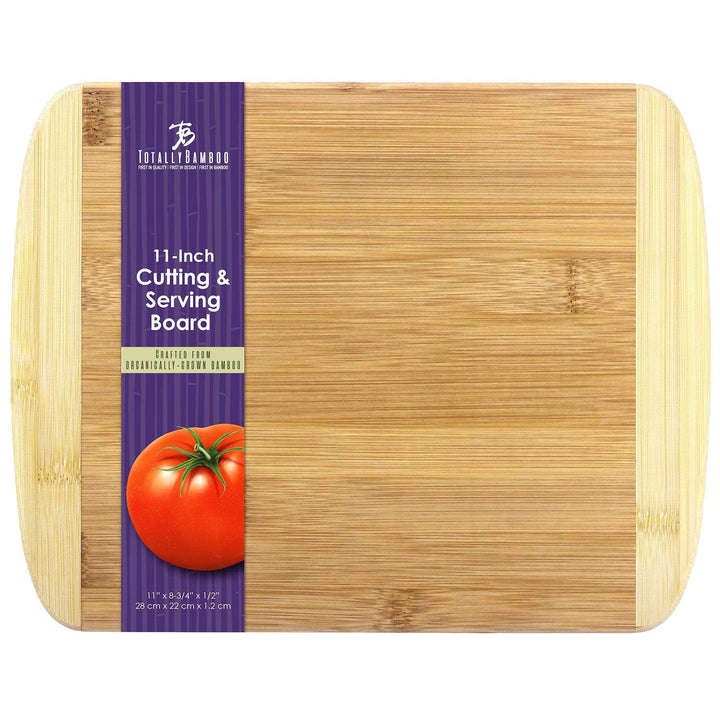 Totally Bamboo Two-Tone Cutting Board with Cheese Tools