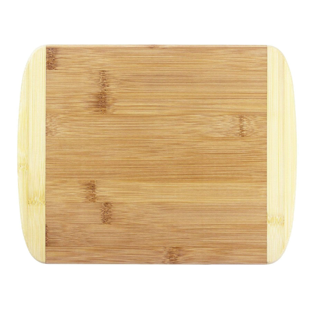 Totally Bamboo Two-Tone Cutting Board with Cheese Tools