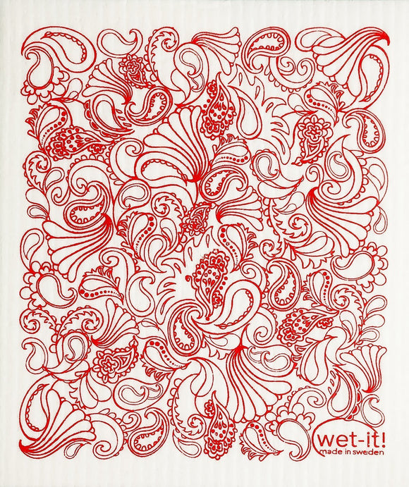 Wet It! Swedish Cloth - Paisley Red